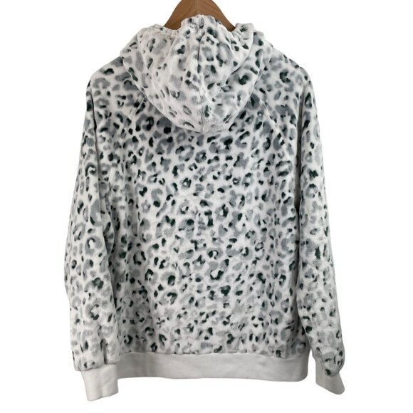 BKE Buckle Women Size Small White & Green Leopard Print Fleece Hoodie Sweatshirt - Picture 4 of 8